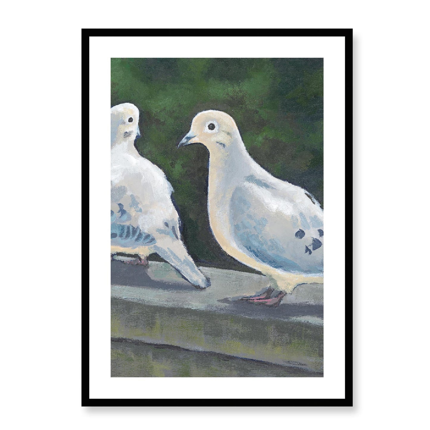 Framed Fine Art Print, White Mat - 12x16 16x22 20x28 24x34 28x40 | Mourning Doves, FPV-1000-1125, Prints, Fine art, Black Frame, 61 x 86 cm ,24 x 34 inches