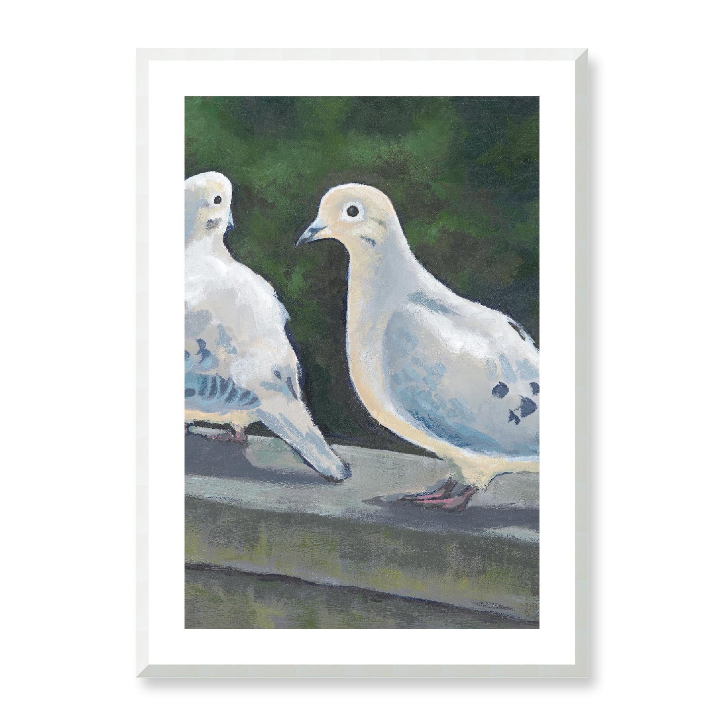 Framed Fine Art Print, White Mat - 12x16 16x22 20x28 24x34 28x40 | Mourning Doves, FPV-1000-1125, Prints, Fine art, White Frame, 61 x 86 cm ,24 x 34 inches