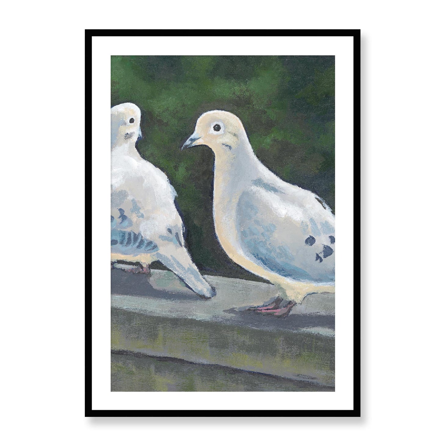 Framed Fine Art Print, White Mat - 12x16 16x22 20x28 24x34 28x40 | Mourning Doves, FPV-1000-1125, Prints, Fine art, Black Frame, 71 x 102 cm ,28 x 40 inches