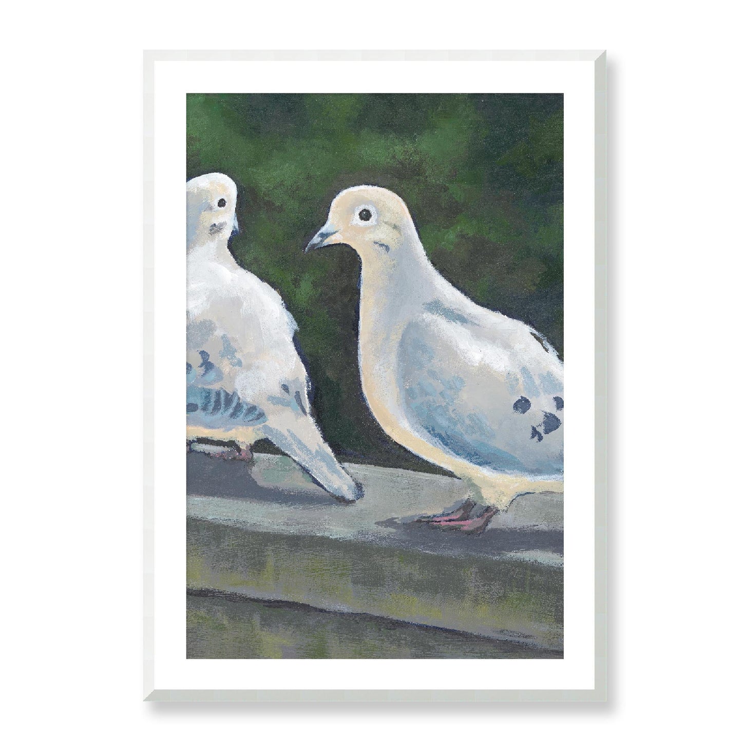 Framed Fine Art Print, White Mat - 12x16 16x22 20x28 24x34 28x40 | Mourning Doves, FPV-1000-1125, Prints, Fine art, White Frame, 71 x 102 cm ,28 x 40 inches