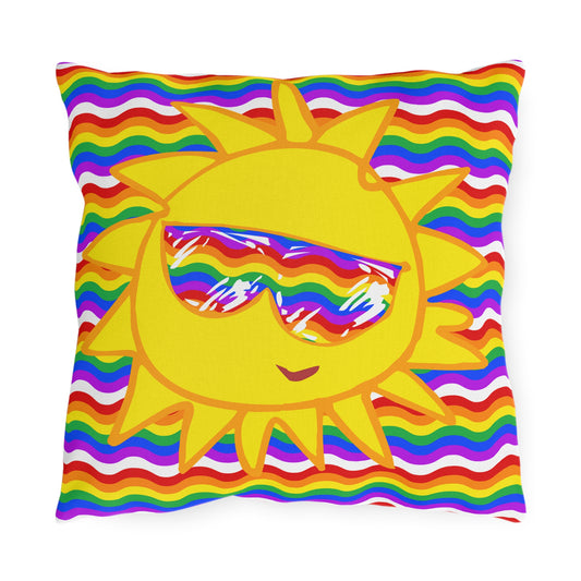 Outdoor Pillow with Cheerful Rainbow Vibes | OPPF