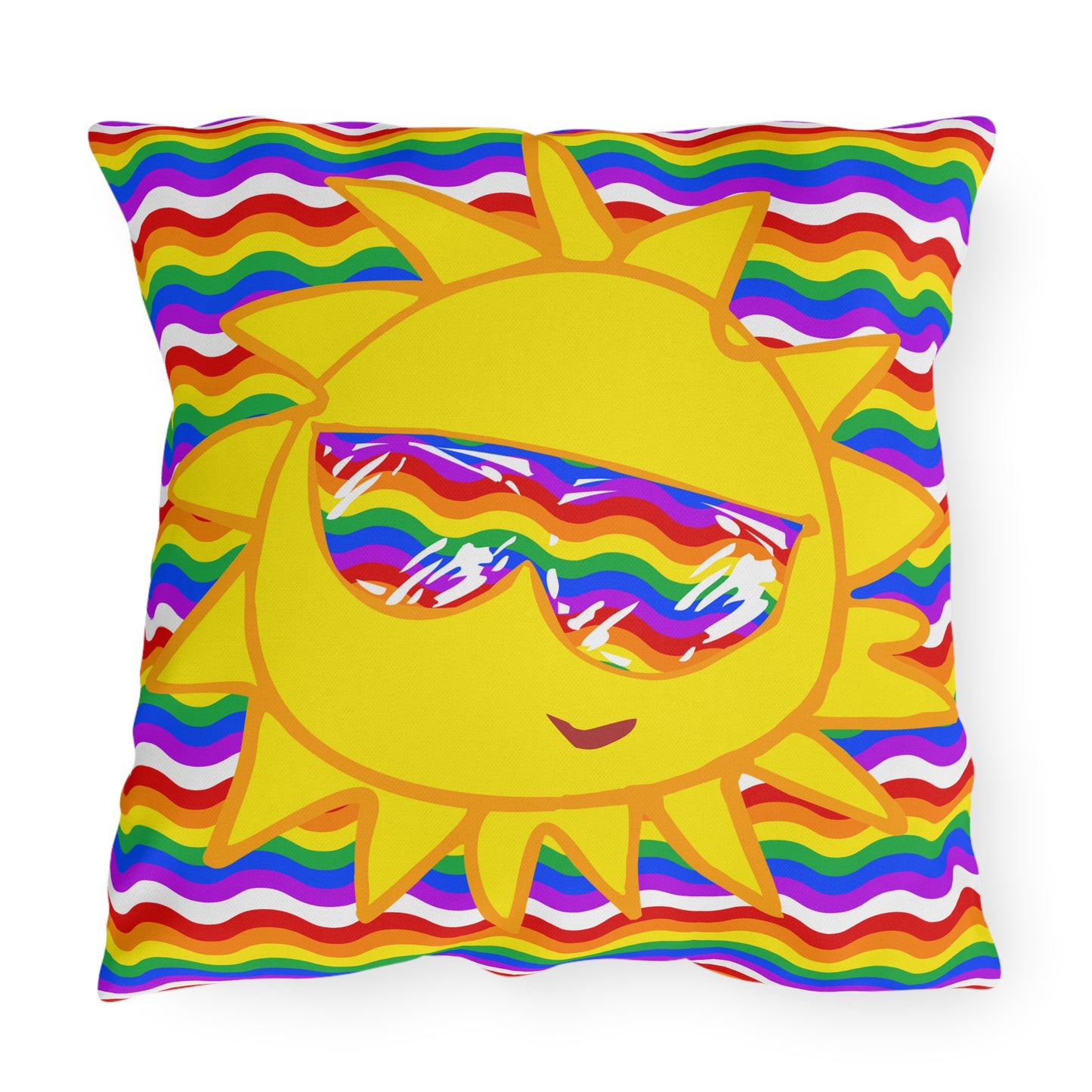 Outdoor Pillow with Cheerful Rainbow Vibes | OPPF