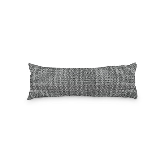 White Microfiber Body Pillow, Black Double Weave Motif Print, 20 x 54 inches / 51 x 137 cm