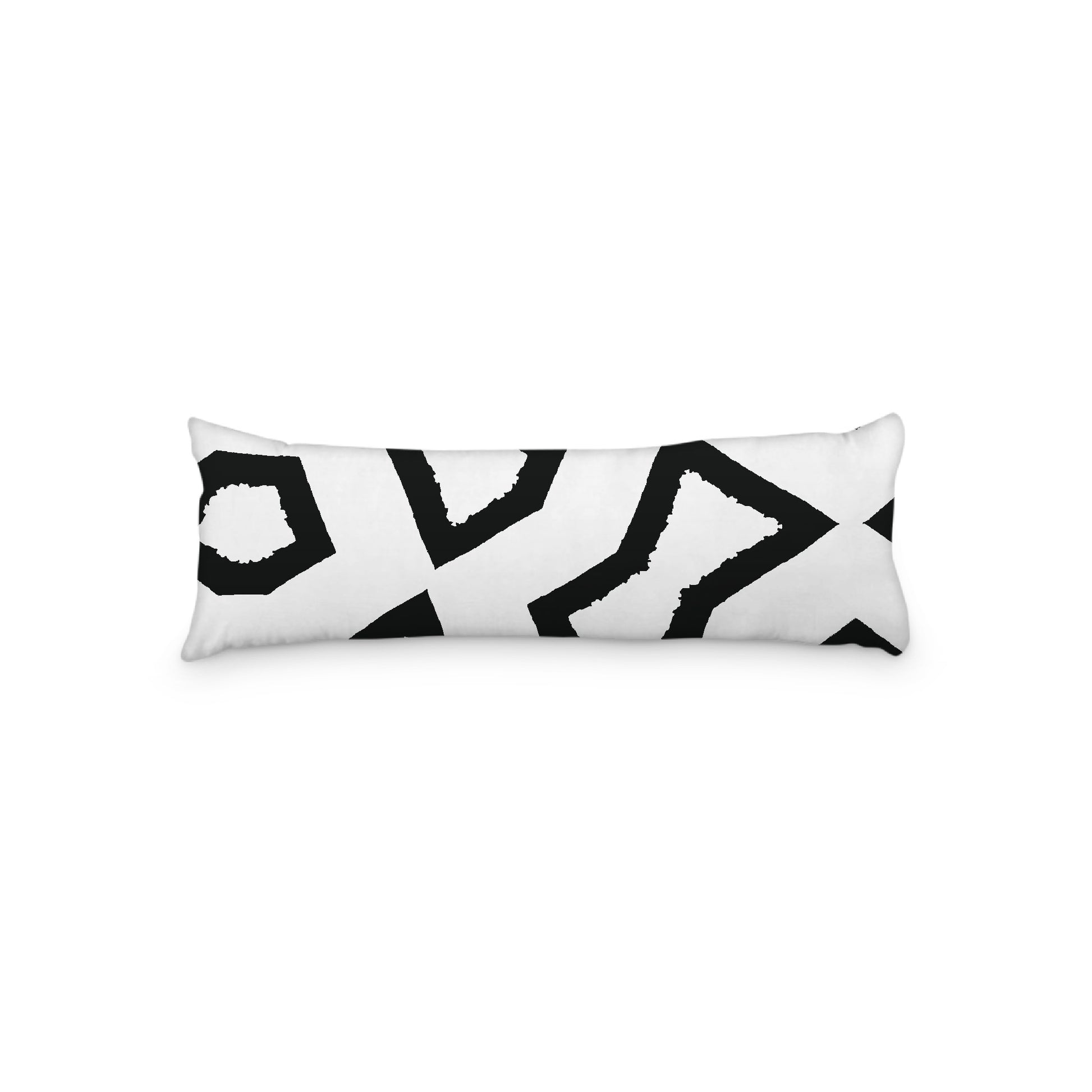 White Microfiber Body Pillow, Bold Black Graphic Print, 20 x 54 inches / 51 x 137 cm