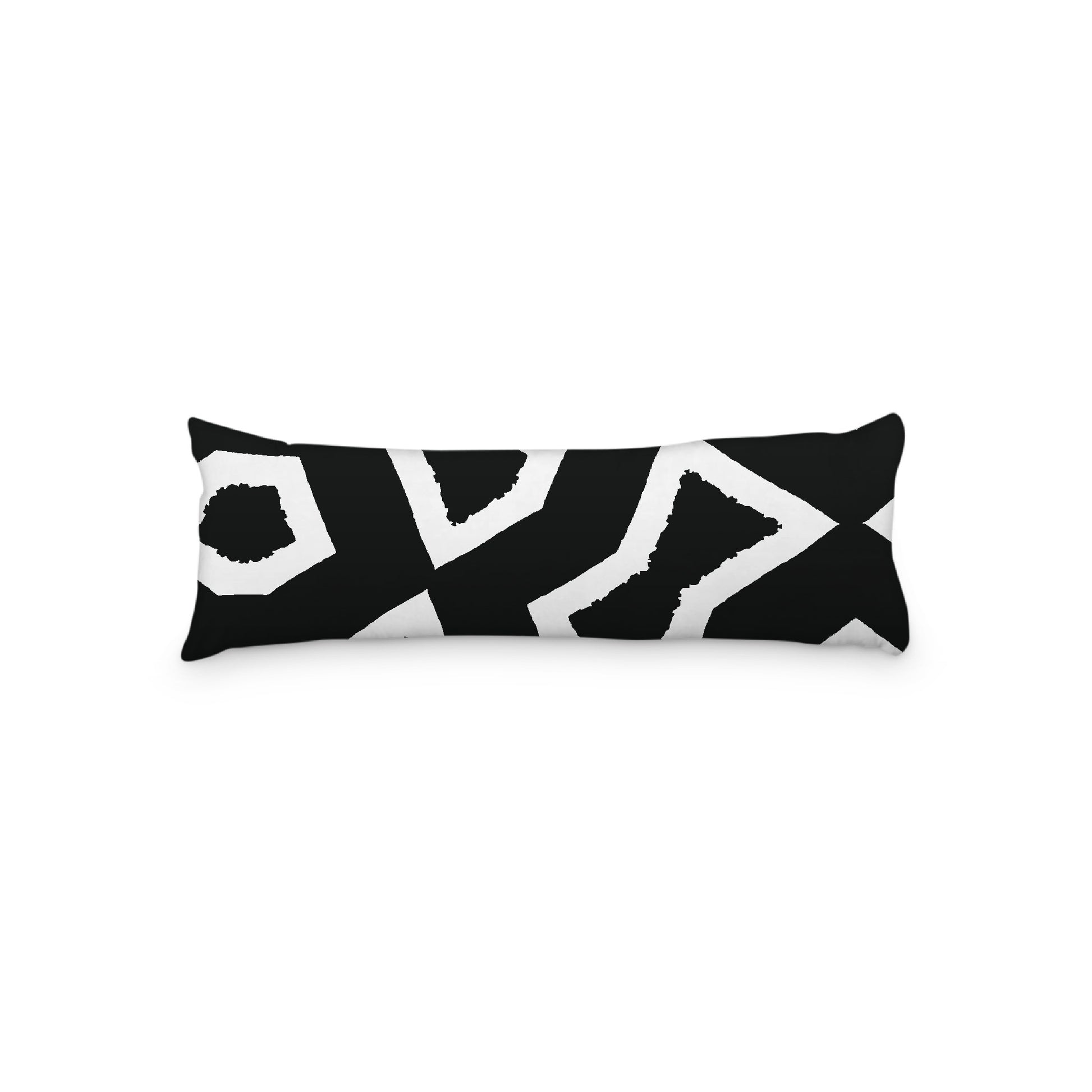 White Microfiber Body Pillow, Bold Black Graphic Print, 20 x 54 inches / 51 x 137 cm