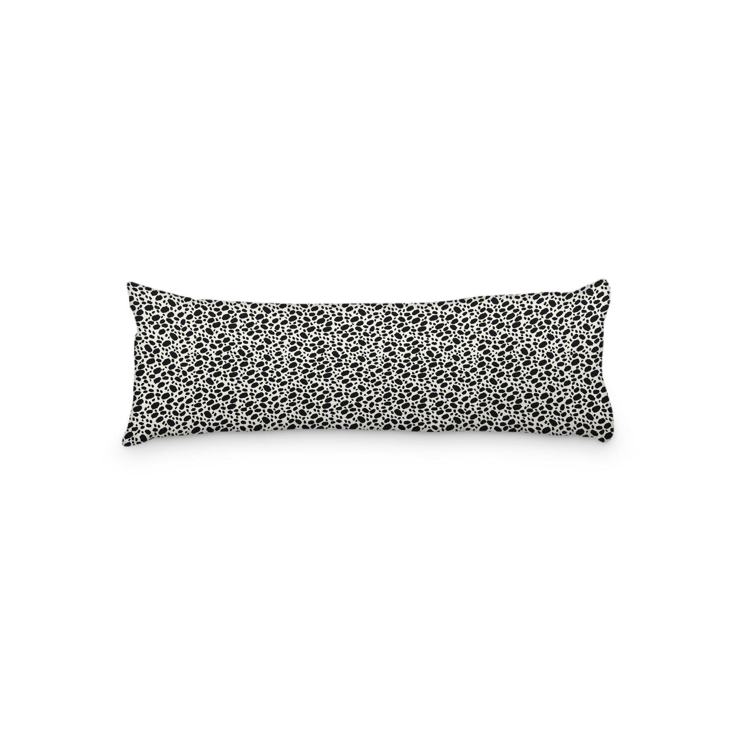 Pale Cream Microfiber Body Pillow, Black Hand-painted Dab Motif Print, 20 x 54 inches / 51 x 137 cm