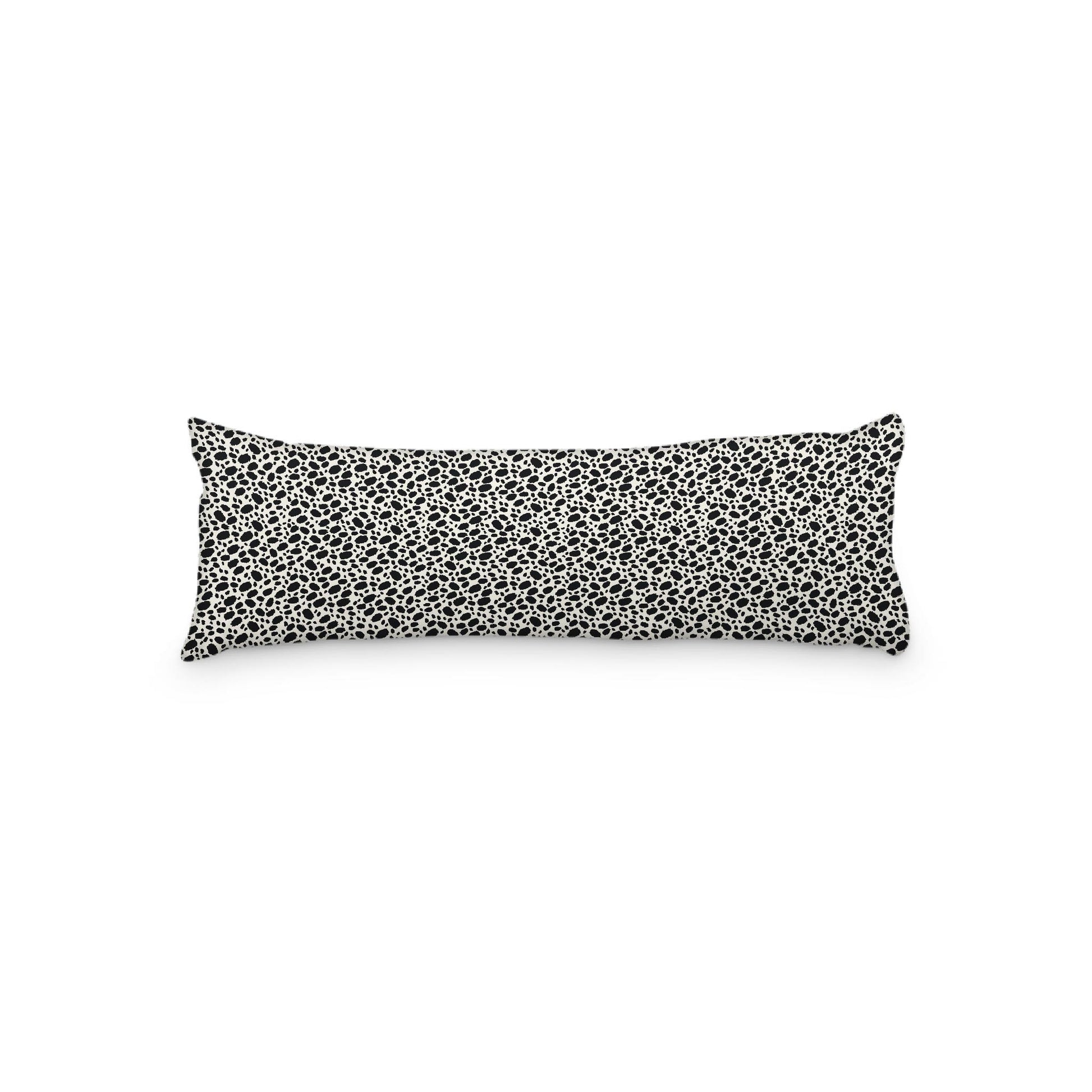 Pale Cream Microfiber Body Pillow, Black Hand-painted Dab Motif Print, 20 x 54 inches / 51 x 137 cm