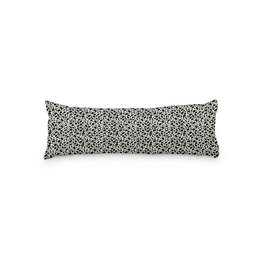 Pale Cream Microfiber Body Pillow, Black Hand-painted Dab Motif Print, 20 x 54 inches / 51 x 137 cm