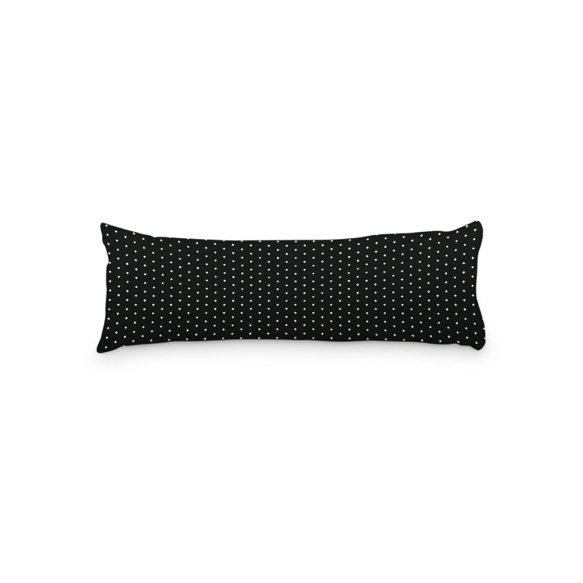 Black Microfiber Body Pillow with Fine Pale Cream Diamonds, 20 x 54 inches / 51 x 137 cm
