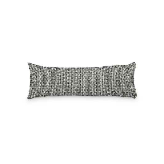 Pale Cream Microfiber Body Pillow, Black Single Weave Motif Print, 20 x 54 inches / 51 x 137 cm