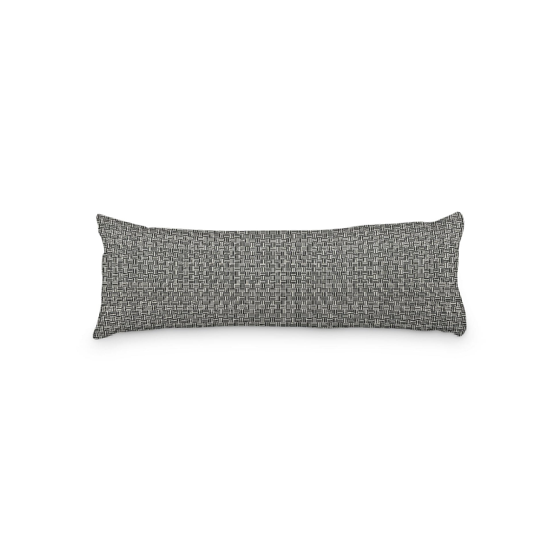 Pale Cream Microfiber Body Pillow, Black Double Weave Motif Print, 20 x 54 inches / 51 x 137 cm