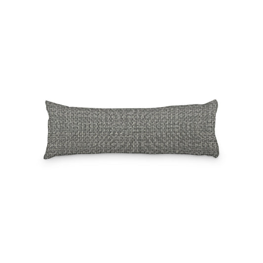Pale Cream Microfiber Body Pillow, Black Double Weave Motif Print, 20 x 54 inches / 51 x 137 cm