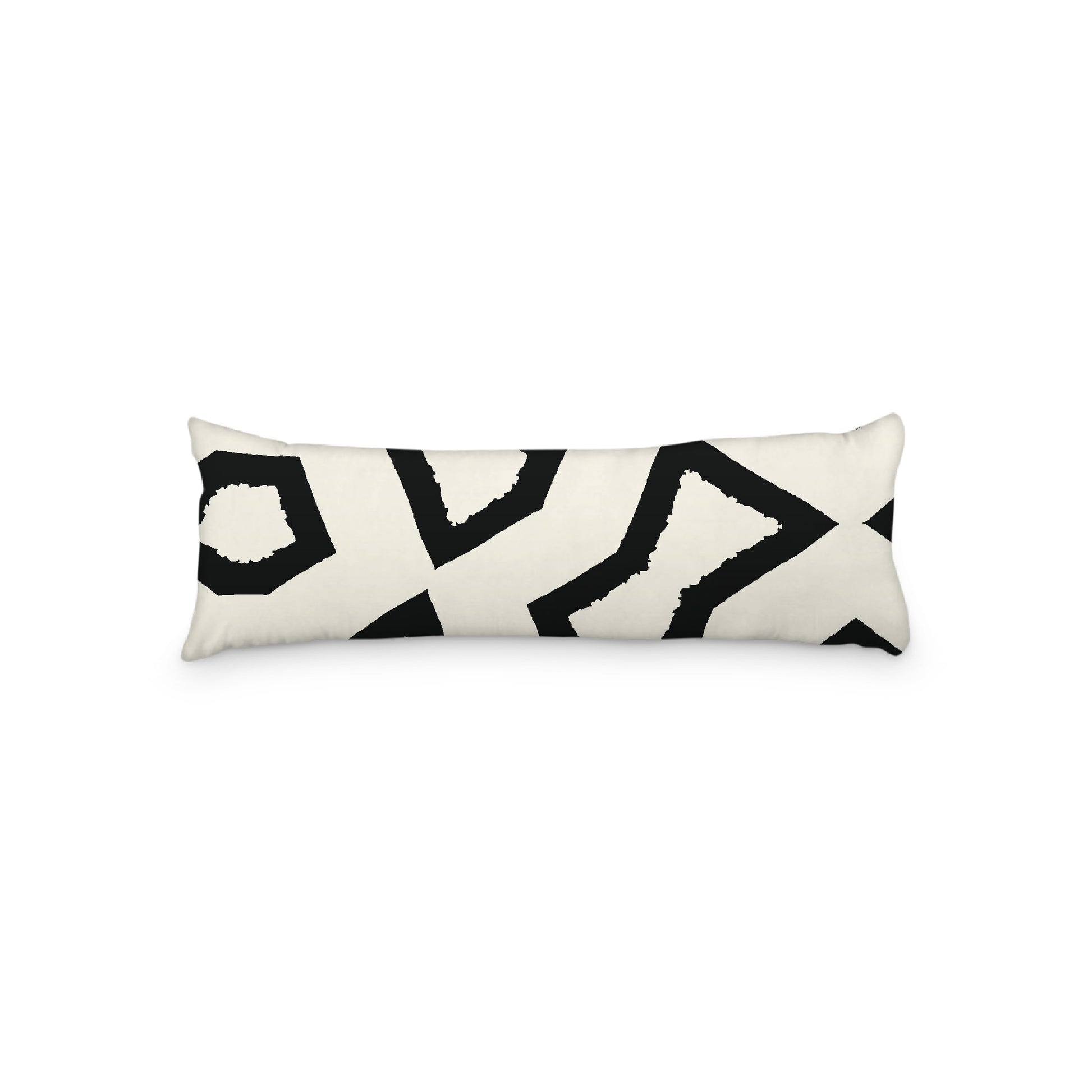Pale Cream Microfiber Body Pillow, Bold Black Graphic Print, 20 x 54 inches / 51 x 137 cm