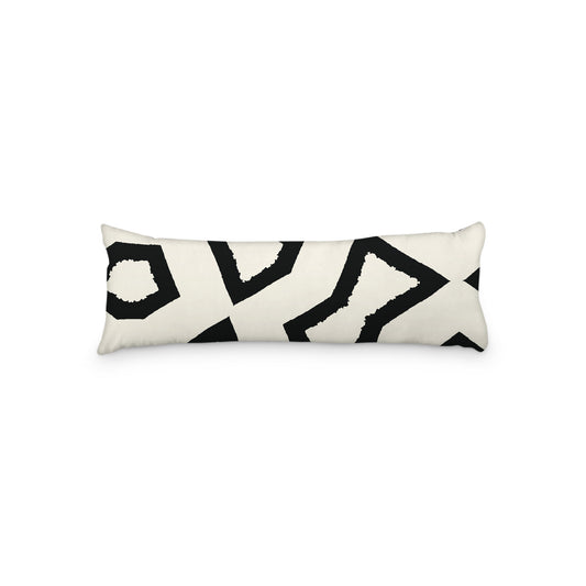 Pale Cream Microfiber Body Pillow, Bold Black Graphic Print, 20 x 54 inches / 51 x 137 cm