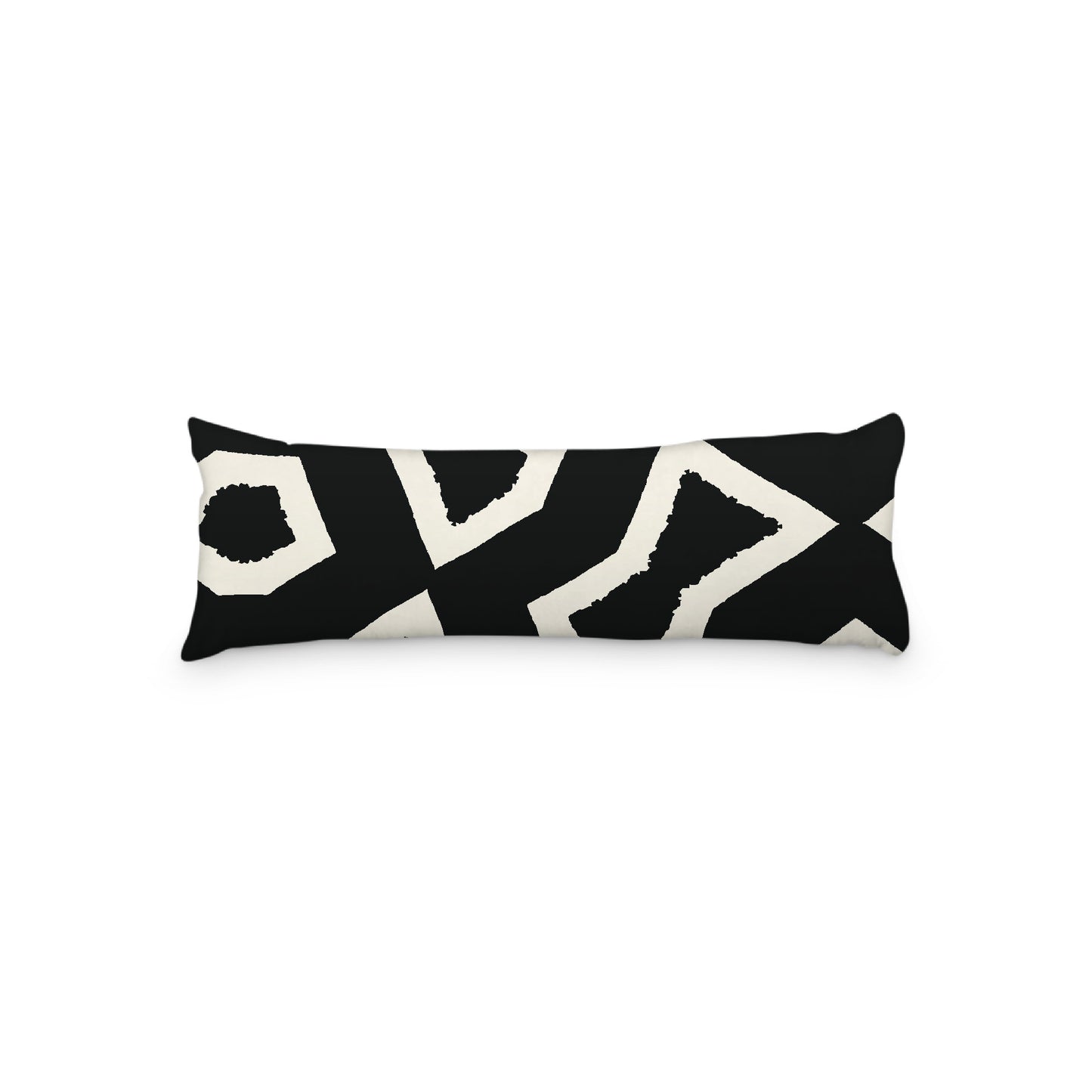 Pale Cream Microfiber Body Pillow, Bold Black Graphic Print, 20 x 54 inches / 51 x 137 cm
