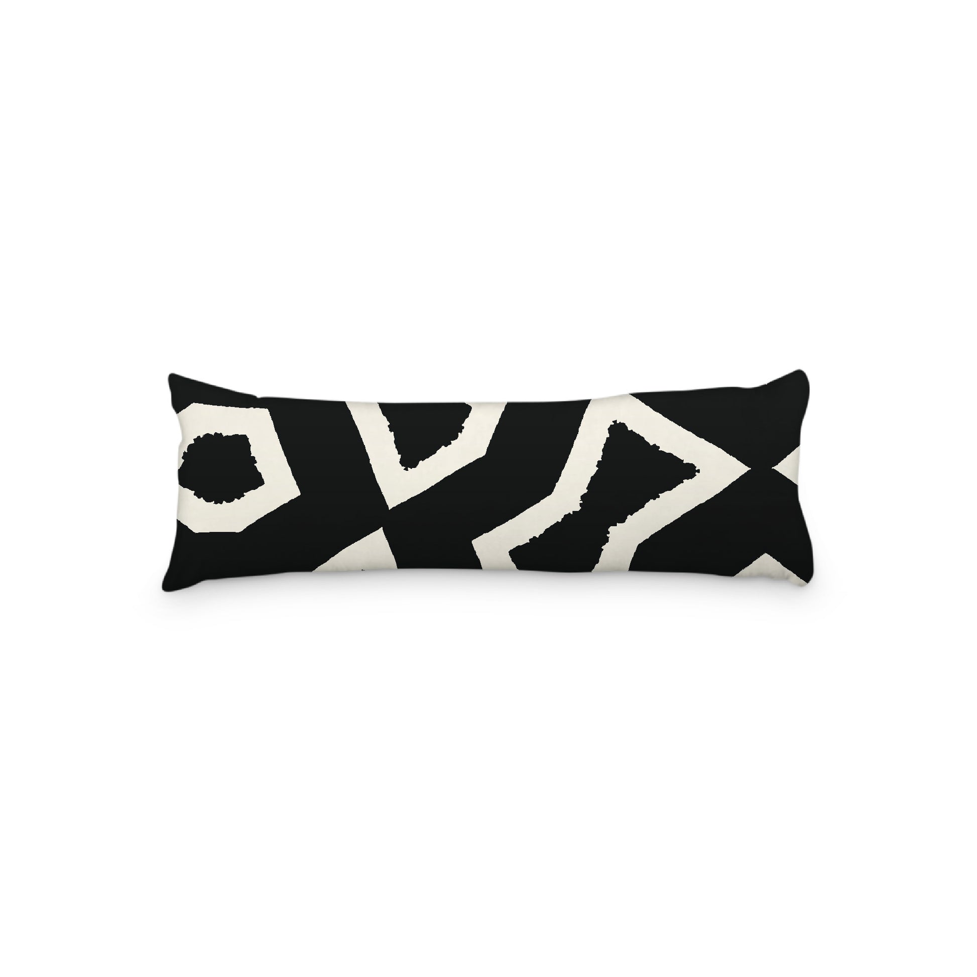 Pale Cream Microfiber Body Pillow, Bold Black Graphic Print, 20 x 54 inches / 51 x 137 cm