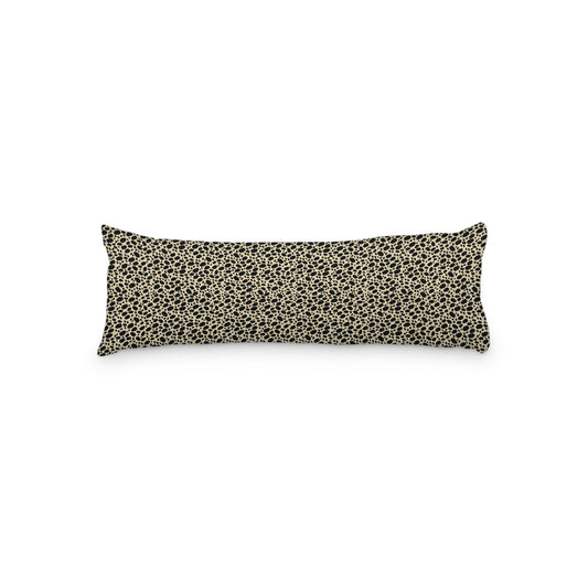 Desert Sand Microfiber Body Pillow, Black Hand-painted Dab Motif Print, 20 x 54 inches / 51 x 137 cm