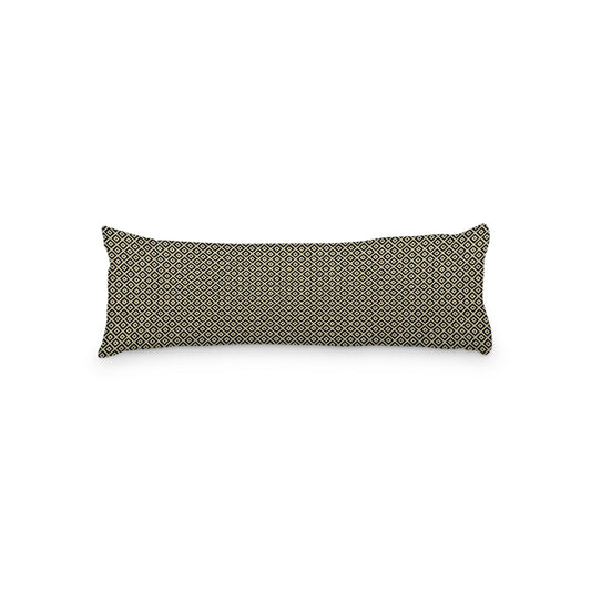 Desert Sand Microfiber Body Pillow, Black Repeating Square Motif Print, 20 x 54 inches / 51 x 137 cm