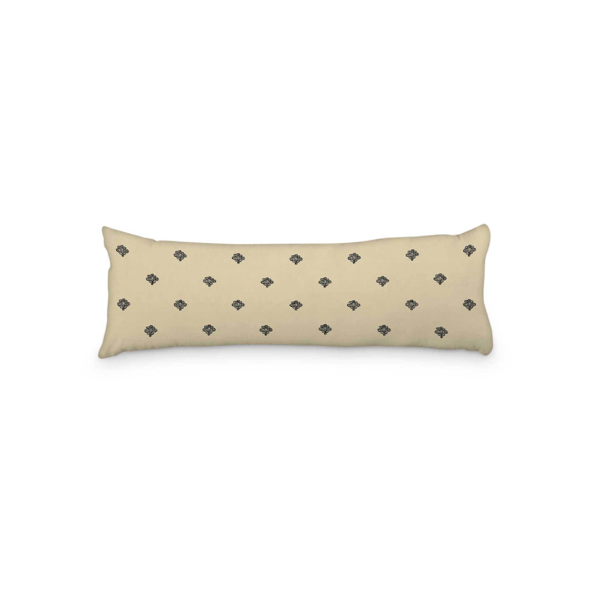 Desert Sand Microfiber Body Pillow, Black Hand-painted Swizzle Motif Print, 20 x 54 inches / 51 x 137 cm