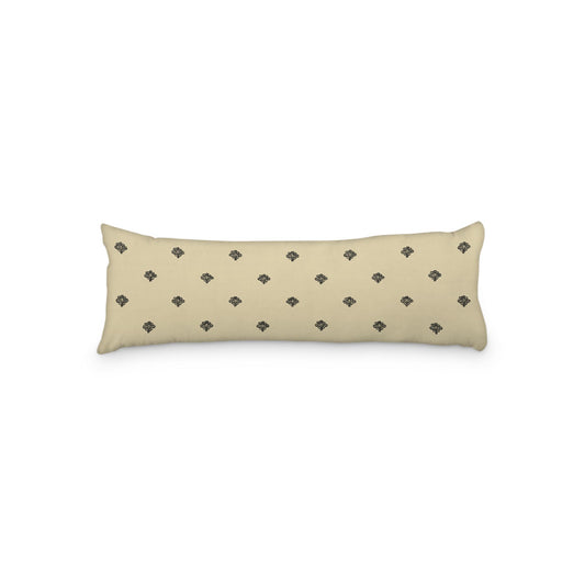 Desert Sand Microfiber Body Pillow, Black Hand-painted Swizzle Motif Print, 20 x 54 inches / 51 x 137 cm