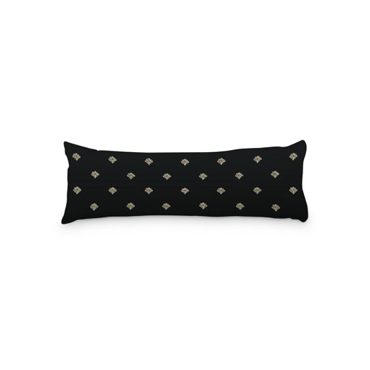 Black Microfiber Body Pillow, Desert Sand Hand-painted Swizzle Motif Print, 20 x 54 inches / 51 x 137 cm