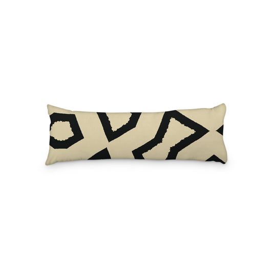Desert Sand Microfiber Body Pillow, Bold Black Graphic Print, 20 x 54 inches / 51 x 137 cm