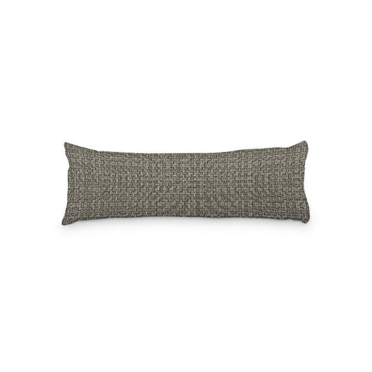 Beige Microfiber Body Pillow, Black Double Weave Motif Print, 20 x 54 inches / 51 x 137 cm