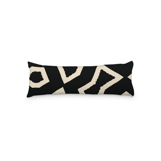 Beige Microfiber Body Pillow, Bold Black Graphic Print, 20 x 54 inches / 51 x 137 cm