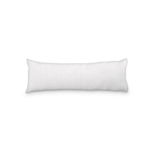 White Microfiber Body Pillow with Fine Pink Diamonds, 20 x 54 inches / 51 x 137 cm