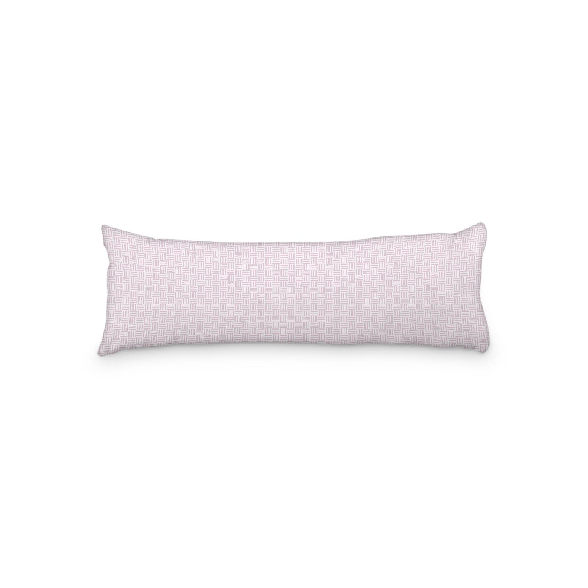 White Microfiber Body Pillow, Pink Single Weave Motif Print, 20 x 54 inches / 51 x 137 cm