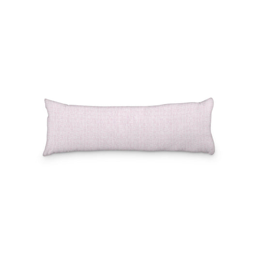 White Microfiber Body Pillow, Pink Single Weave Motif Print, 20 x 54 inches / 51 x 137 cm