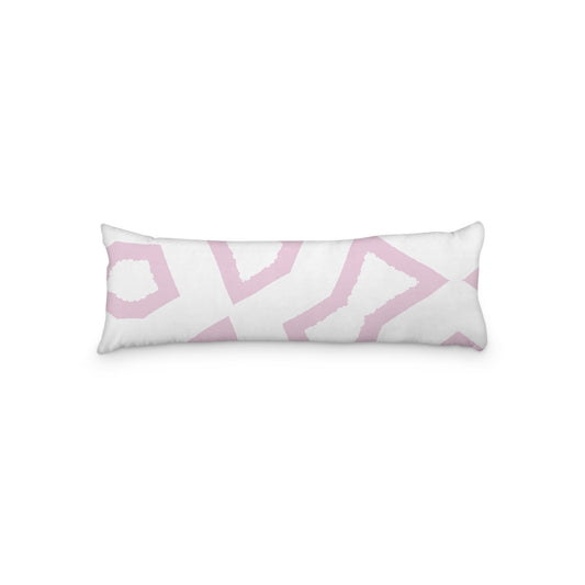 White Microfiber Body Pillow, Bold Pink Graphic Print, 20 x 54 inches / 51 x 137 cm