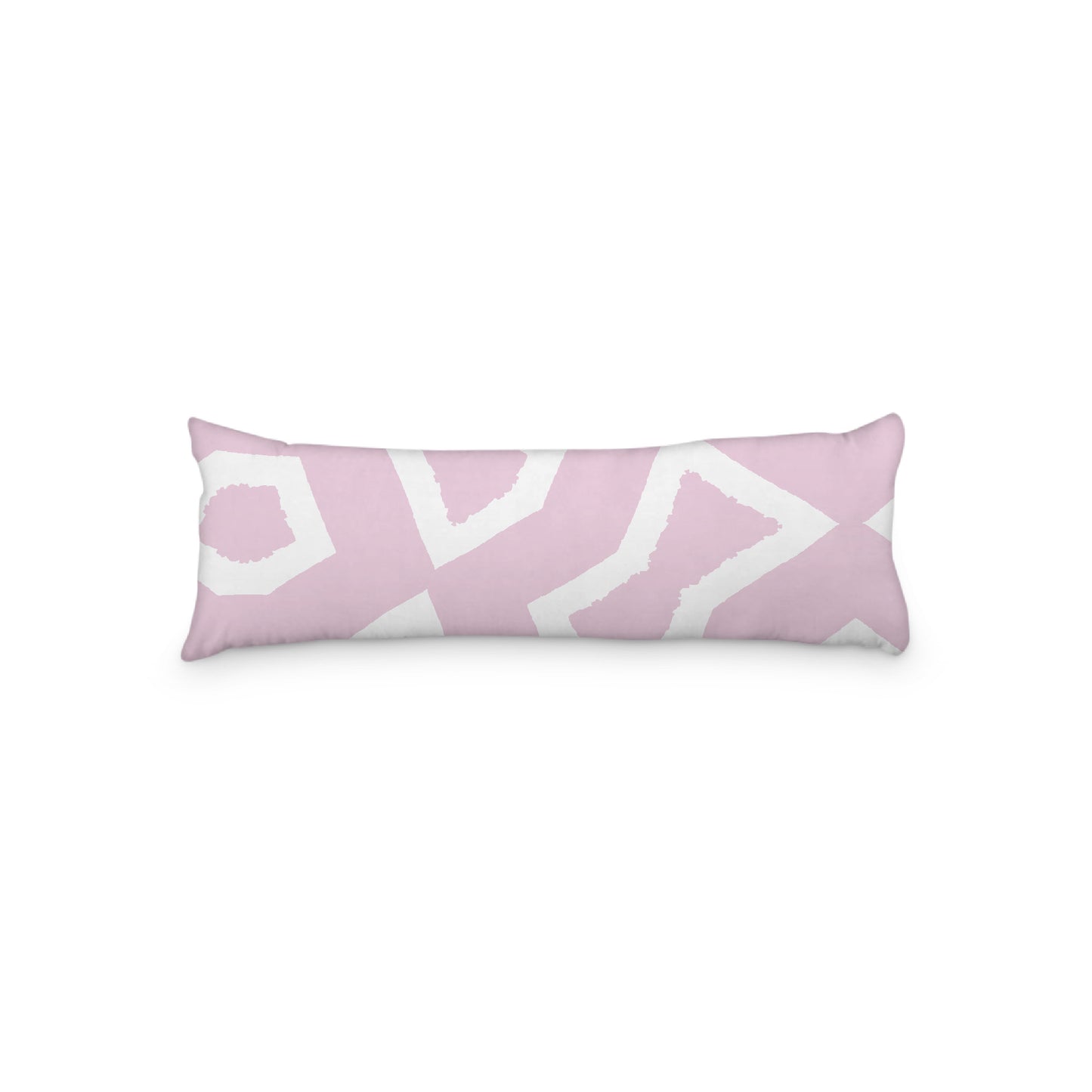 White Microfiber Body Pillow, Bold Pink Graphic Print, 20 x 54 inches / 51 x 137 cm