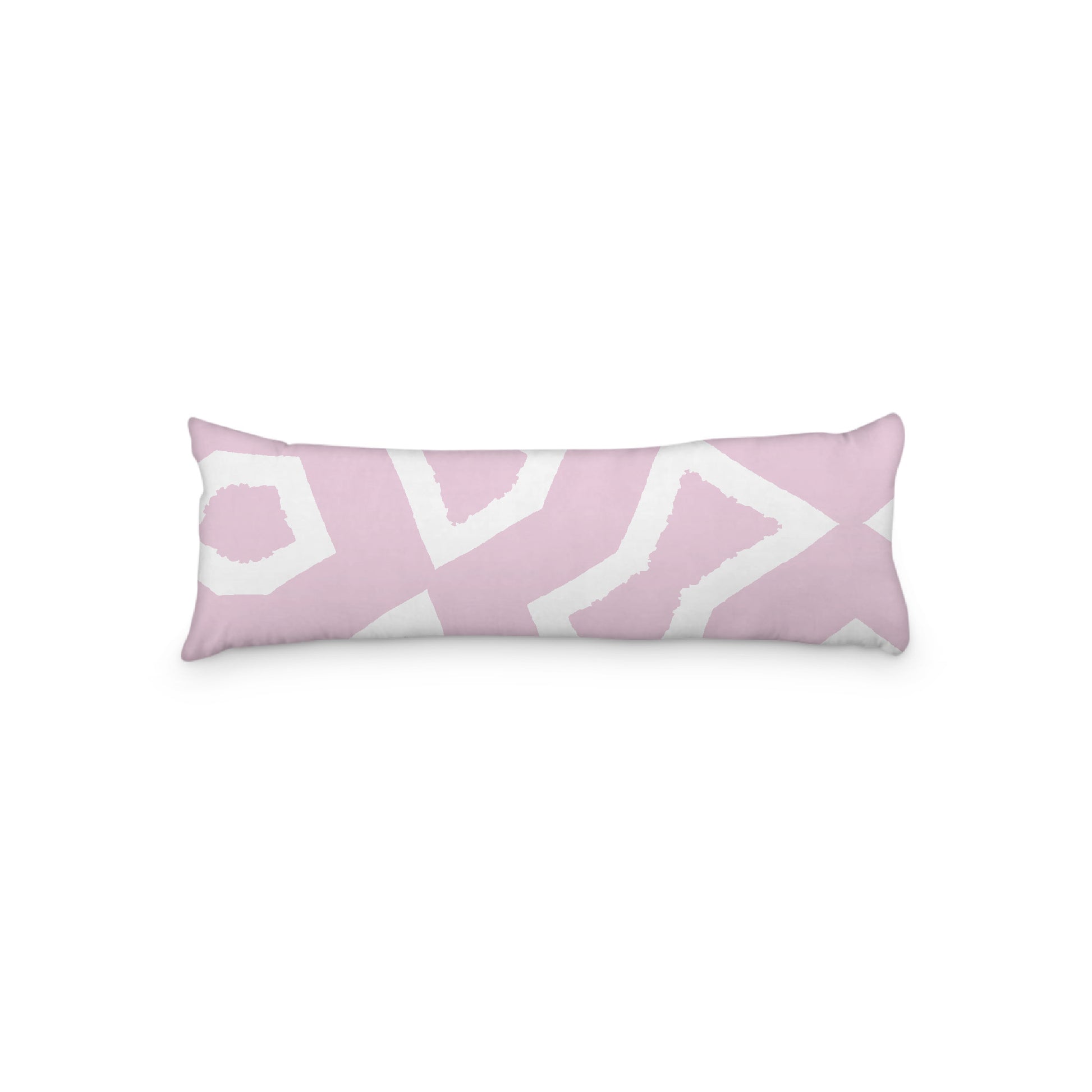 White Microfiber Body Pillow, Bold Pink Graphic Print, 20 x 54 inches / 51 x 137 cm