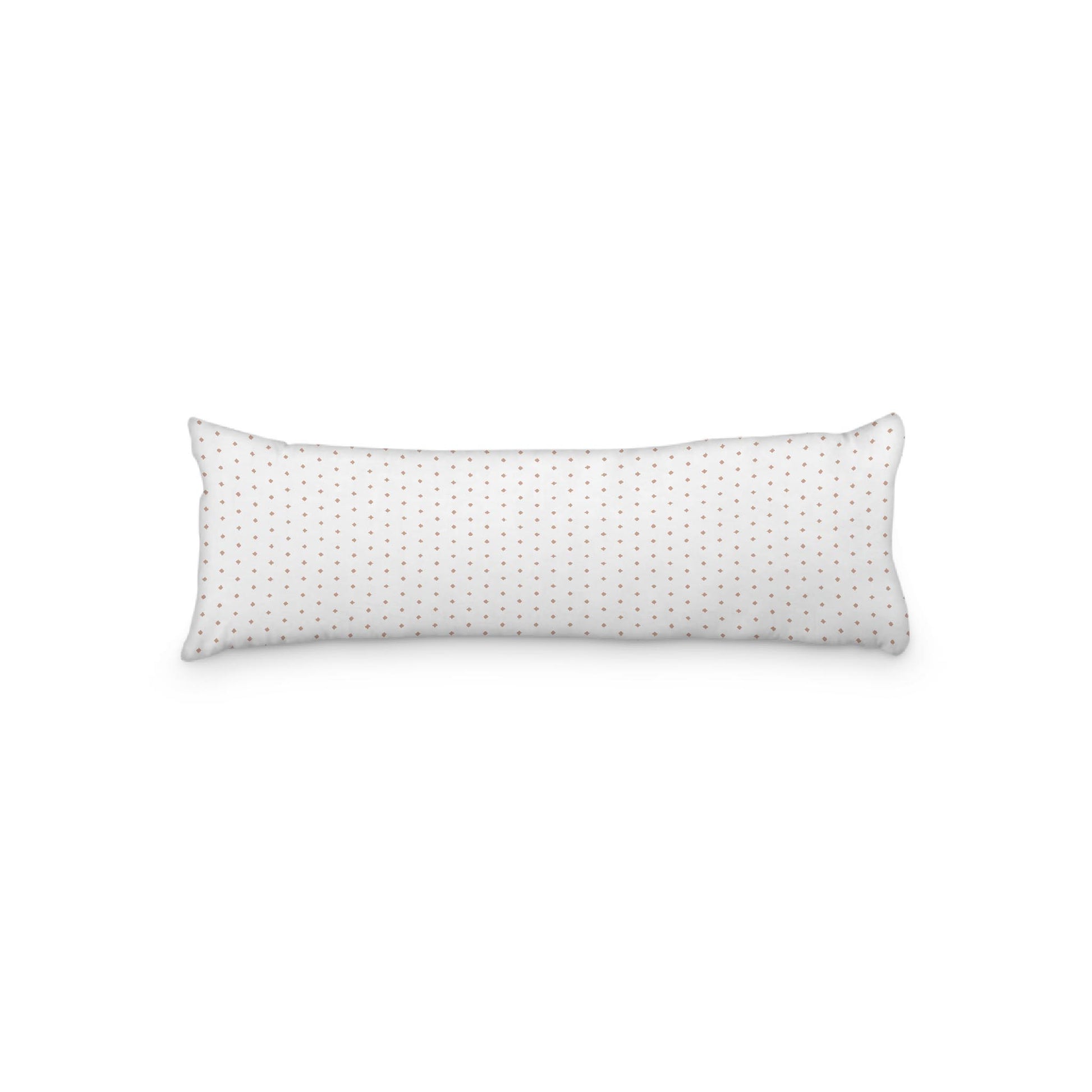 White Microfiber Body Pillow with Fine Salmon Diamonds, 20 x 54 inches / 51 x 137 cm