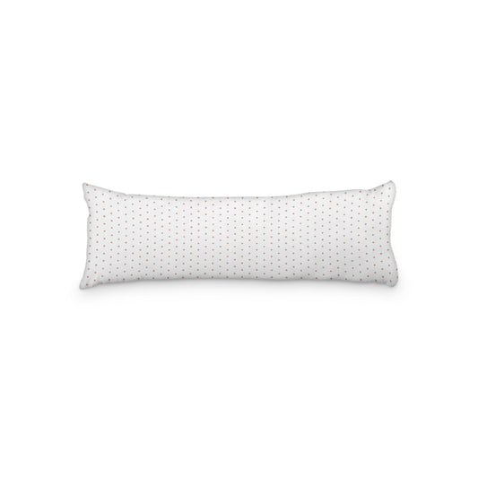 White Microfiber Body Pillow with Fine Salmon Diamonds, 20 x 54 inches / 51 x 137 cm