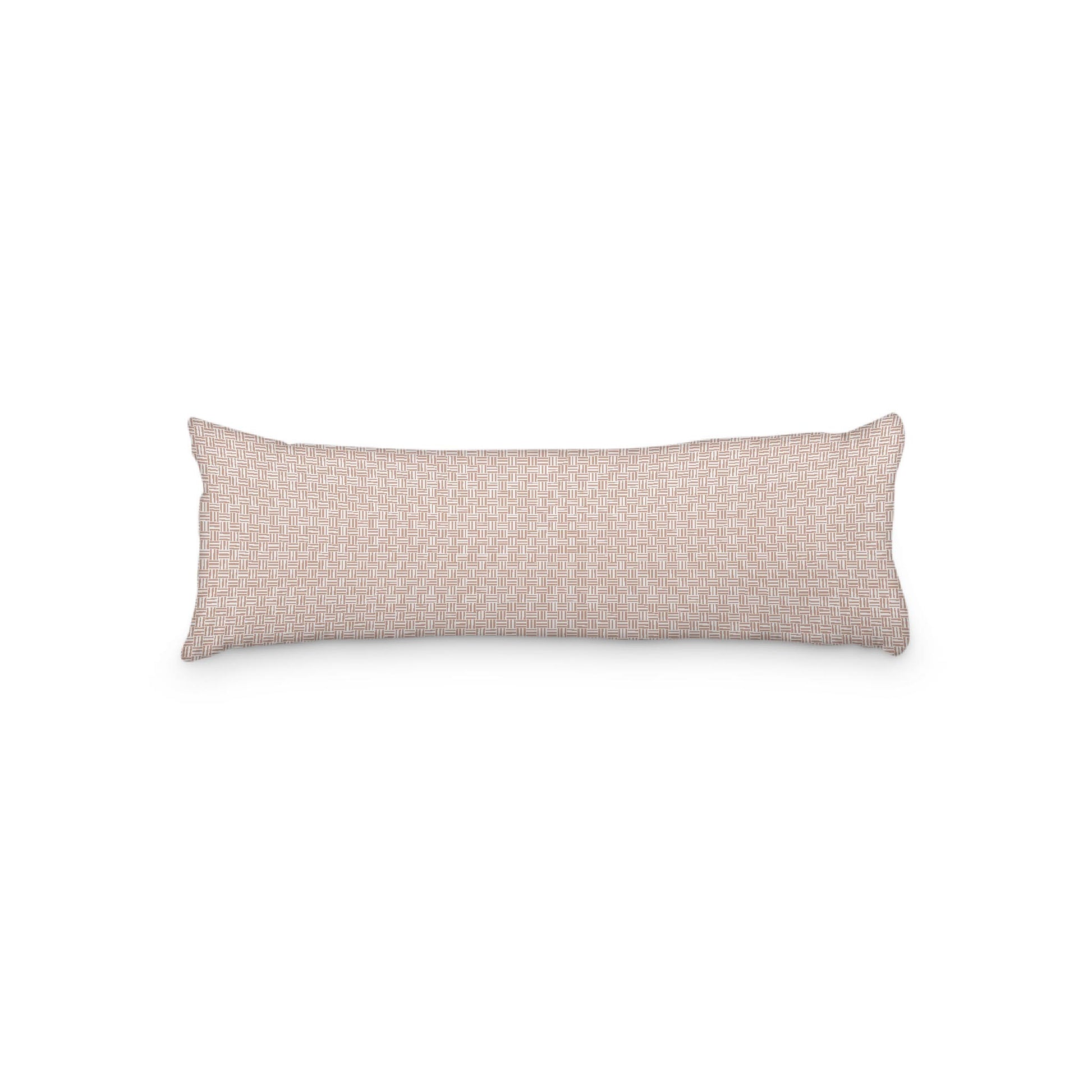 White Microfiber Body Pillow, Salmon Double Weave Motif Print, 20 x 54 inches / 51 x 137 cm