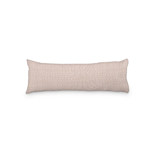 White Microfiber Body Pillow, Salmon Double Weave Motif Print, 20 x 54 inches / 51 x 137 cm