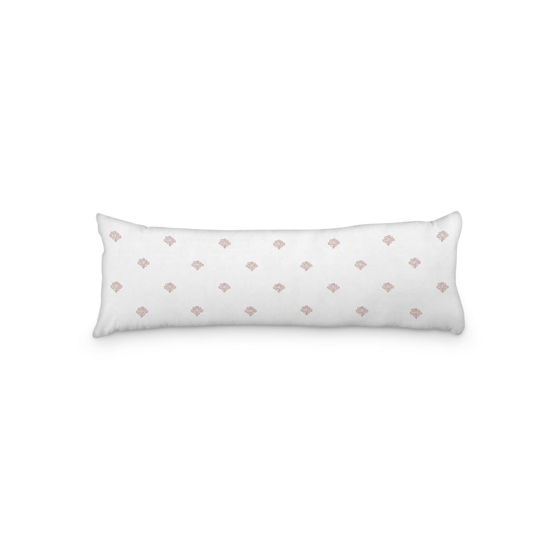 White Microfiber Body Pillow, Salmon Hand-painted Swizzle Motif Print, 20 x 54 inches / 51 x 137 cm