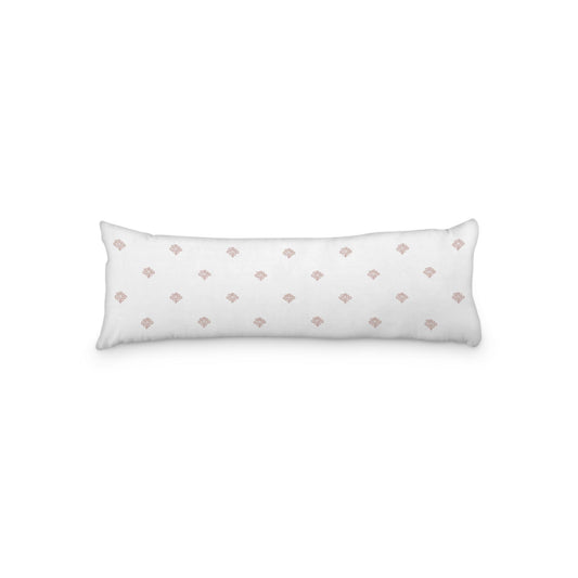 White Microfiber Body Pillow, Salmon Hand-painted Swizzle Motif Print, 20 x 54 inches / 51 x 137 cm