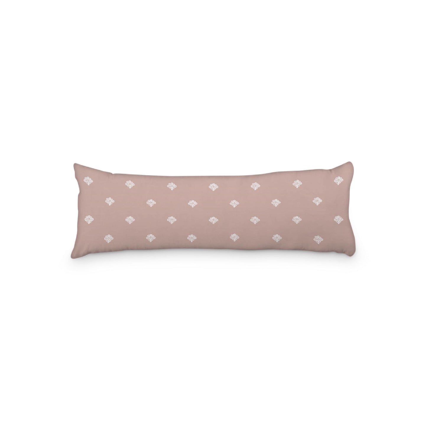 Salmon Microfiber Body Pillow, White Hand-painted Swizzle Motif Print, 20 x 54 inches / 51 x 137 cm
