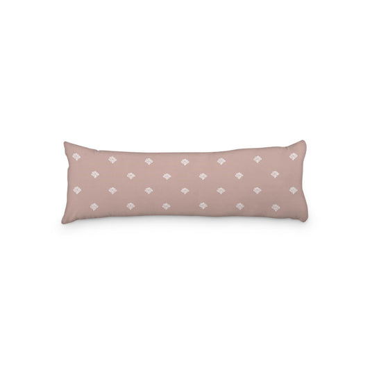 Salmon Microfiber Body Pillow, White Hand-painted Swizzle Motif Print, 20 x 54 inches / 51 x 137 cm