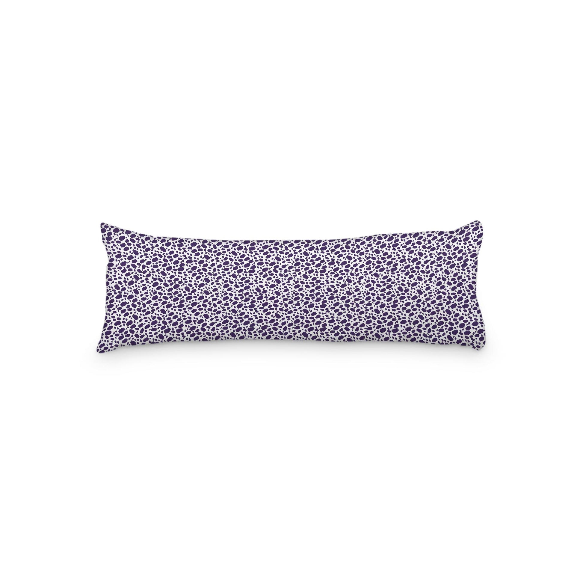 White Microfiber Body Pillow, Purple Hand-painted Dab Motif Print, 20 x 54 inches / 51 x 137 cm