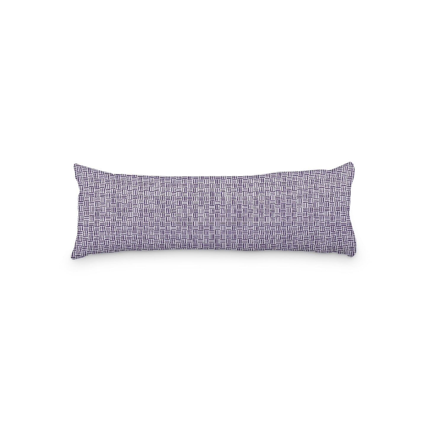 White Microfiber Body Pillow, Purple Single Weave Motif Print, 20 x 54 inches / 51 x 137 cm