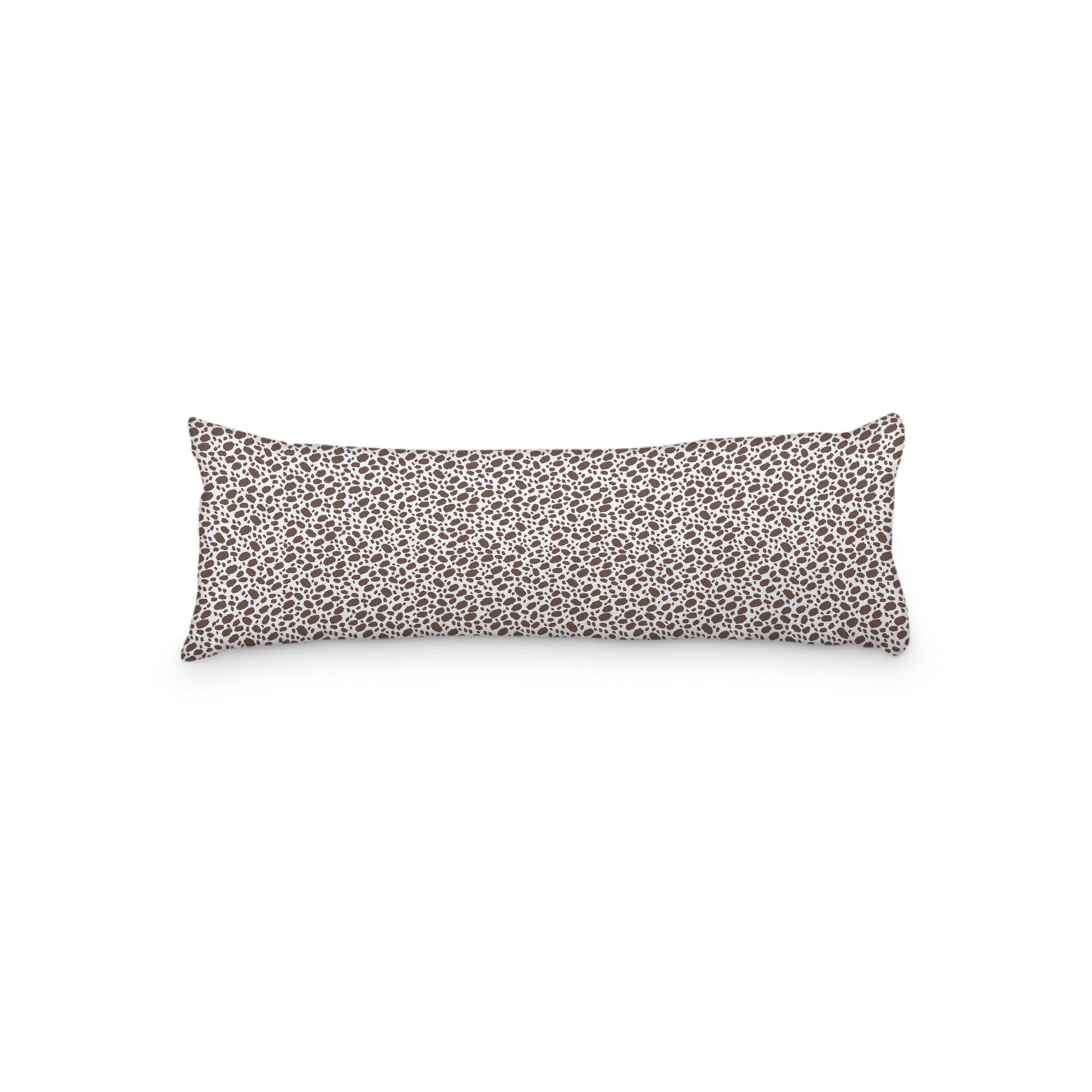 White Microfiber Body Pillow, Brown Hand-painted Dab Motif Print, 20 x 54 inches / 51 x 137 cm