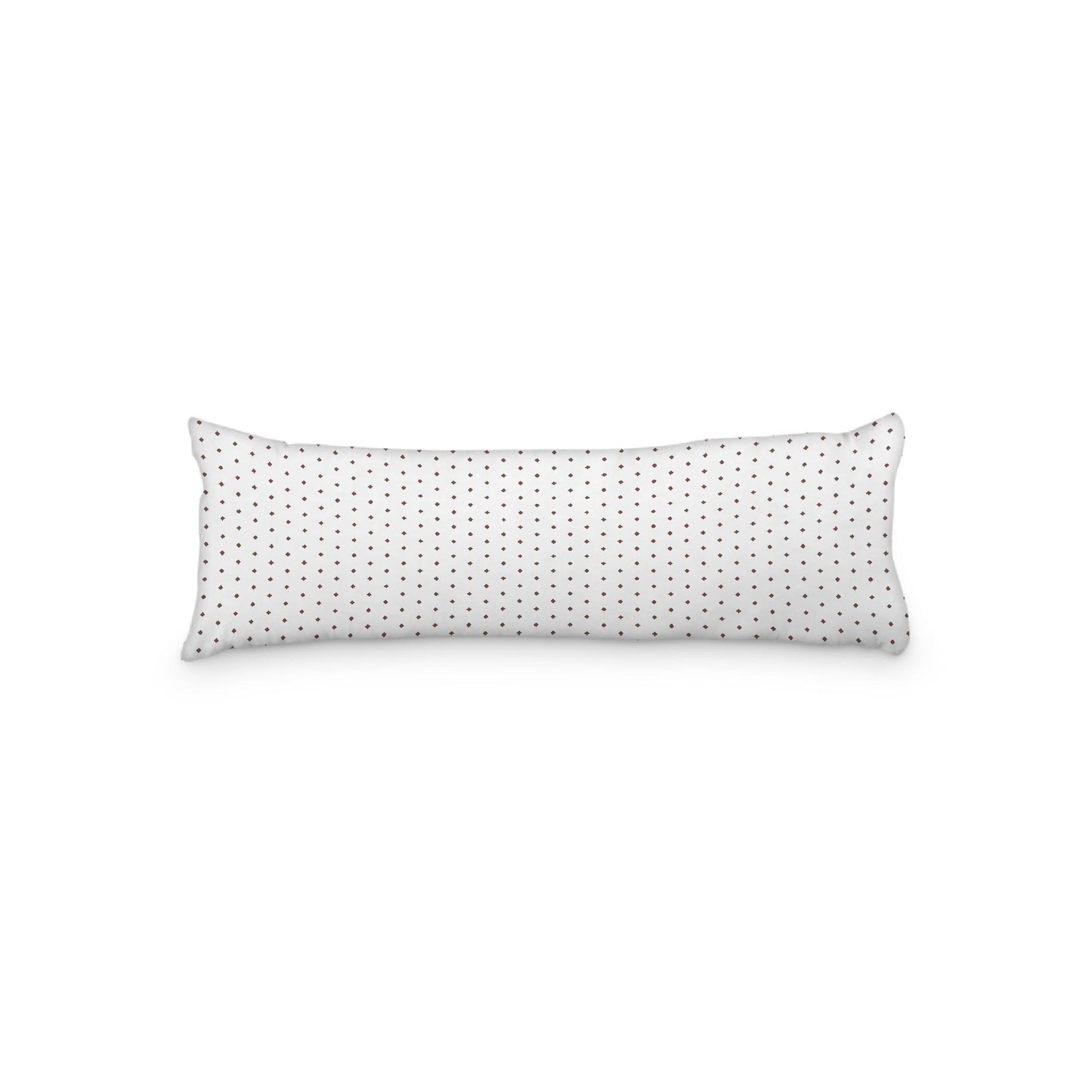 White Microfiber Body Pillow with Fine Brown Diamonds, 20 x 54 inches / 51 x 137 cm