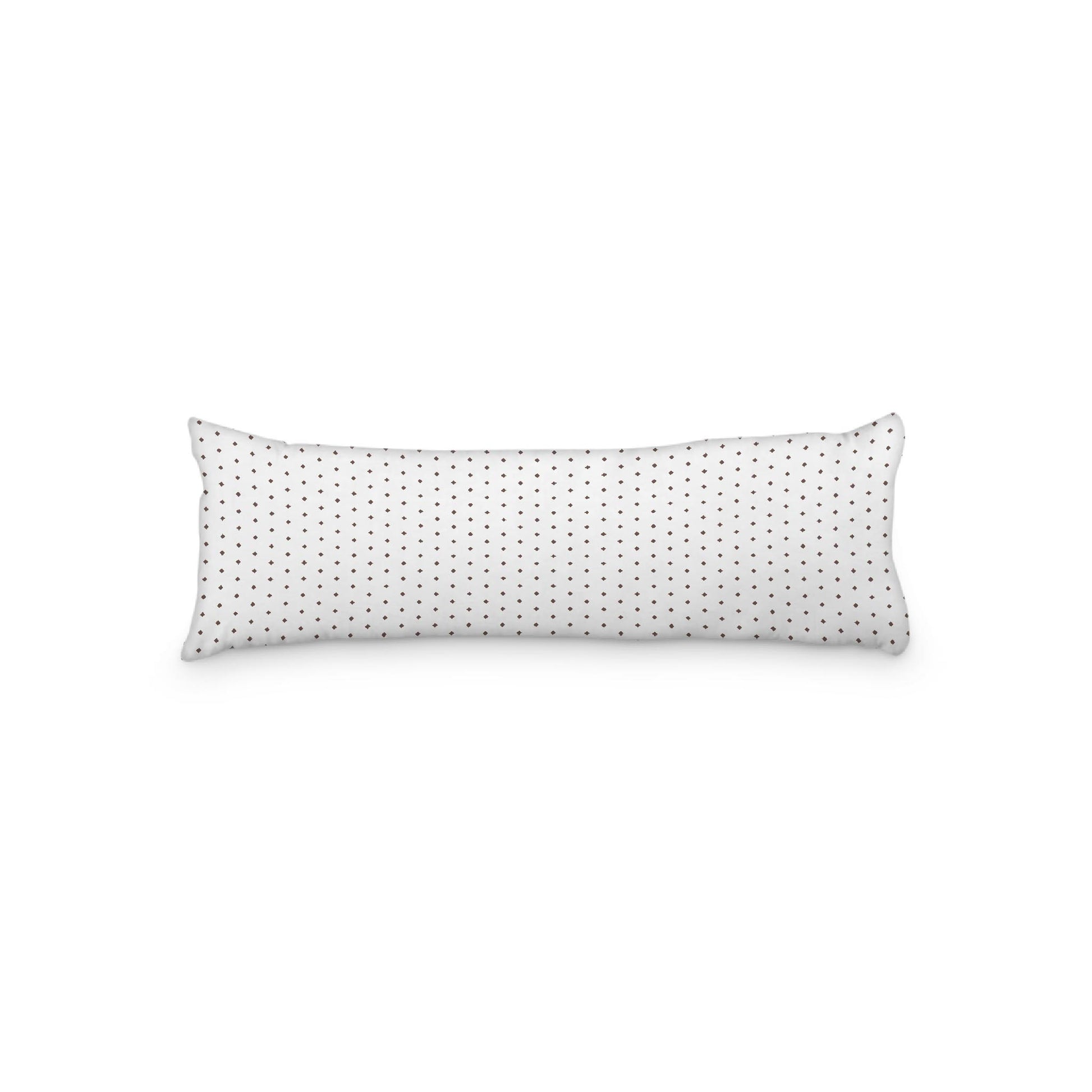 White Microfiber Body Pillow with Fine Brown Diamonds, 20 x 54 inches / 51 x 137 cm