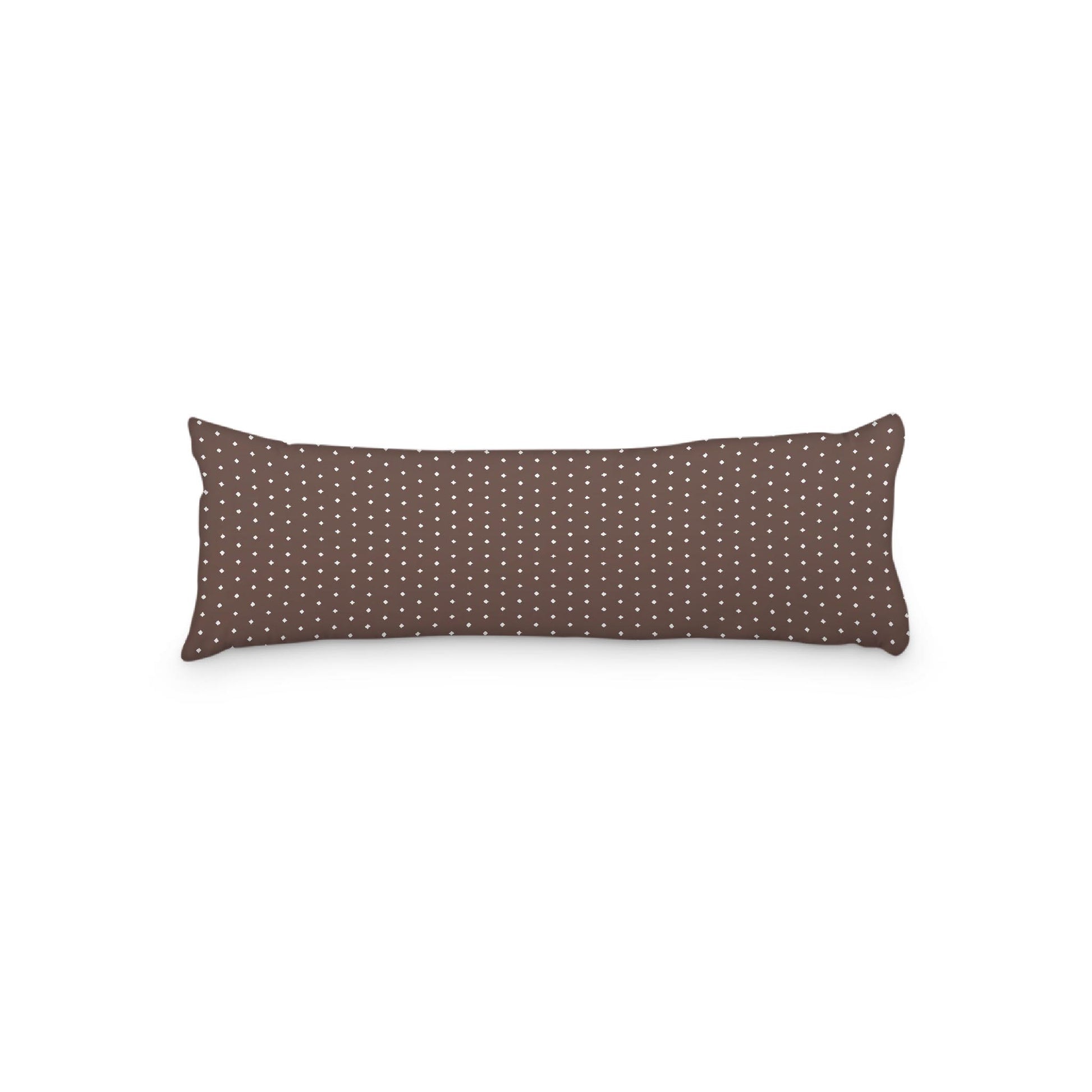 Brown Microfiber Body Pillow with Fine White Diamonds, 20 x 54 inches / 51 x 137 cm