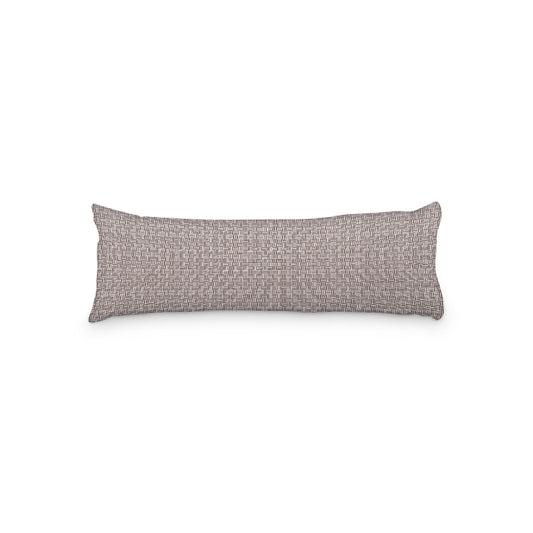 White Microfiber Body Pillow, Brown Double Weave Motif Print, 20 x 54 inches / 51 x 137 cm