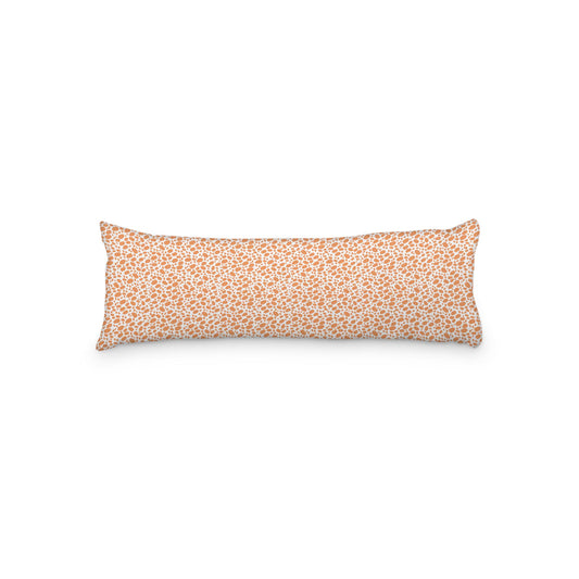 White Microfiber Body Pillow, Orange Hand-painted Dab Motif Print, 20 x 54 inches / 51 x 137 cm